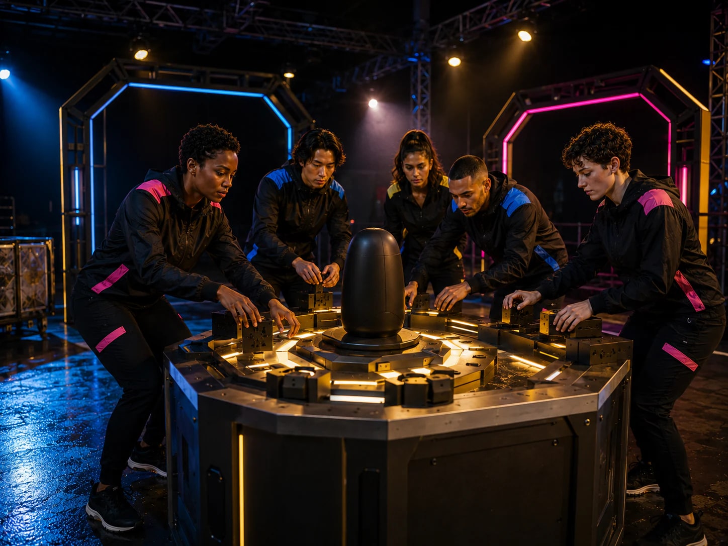 An unbranded product activation transformed into a cinematic competition set.